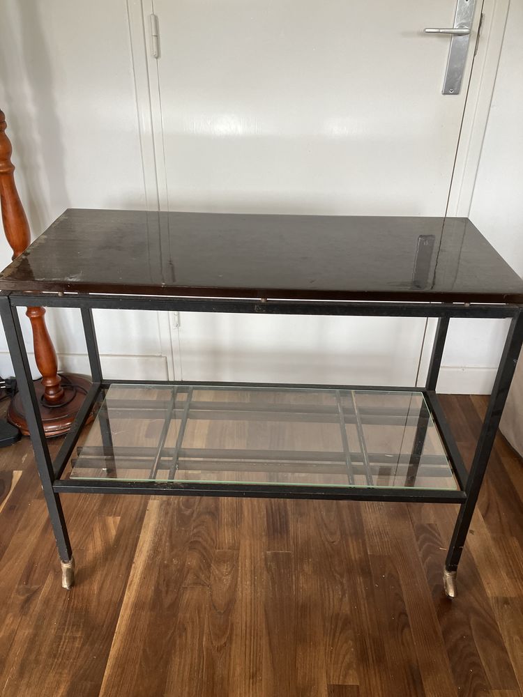 Table t�l� vintage verre et m�tal 10 Plougrescant (22)