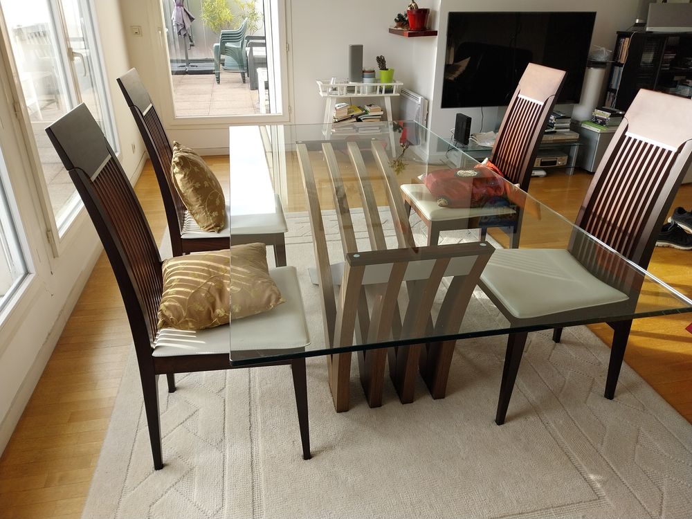 table en verre, pied en wengue 2000 Issy-les-Moulineaux (92)