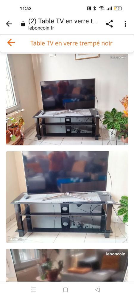 Table TV verre tremp� noir 10 Lyon 4 (69)