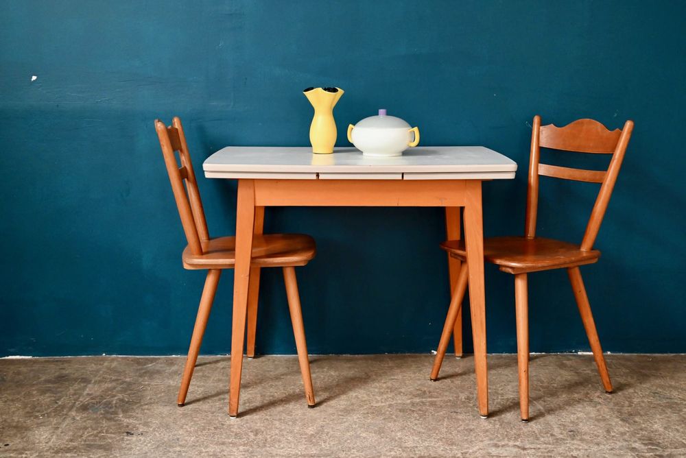 Table vintage pieds compas bistrot ancienne 270 Wintzenheim (68)