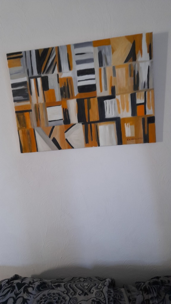 Tableau Abstrait Moderne � Motifs G�om�triques 70 cms sur 50 25 Ventabren (13)