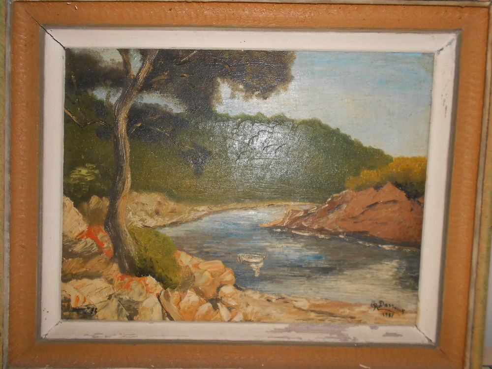 Tableau ancien CR Daroux 1957 - rivi�re � la barque 100 Bernay-Saint-Martin (17)