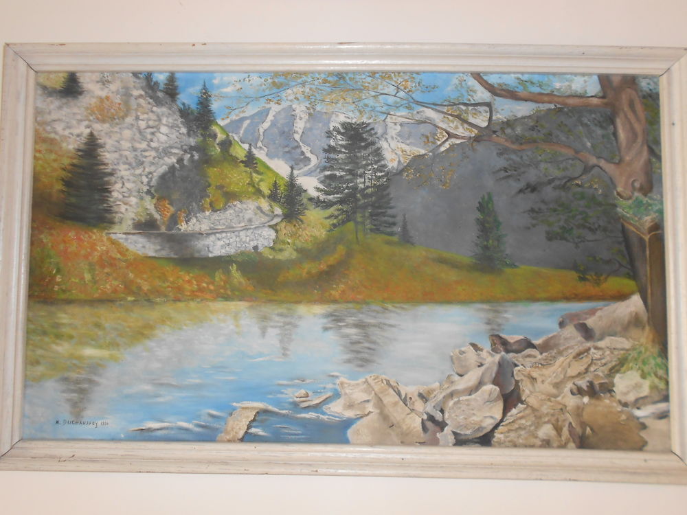 Tableau ancien de M Duchaussoy 1954 - rivi�re de montagne 100 Bernay-Saint-Martin (17)