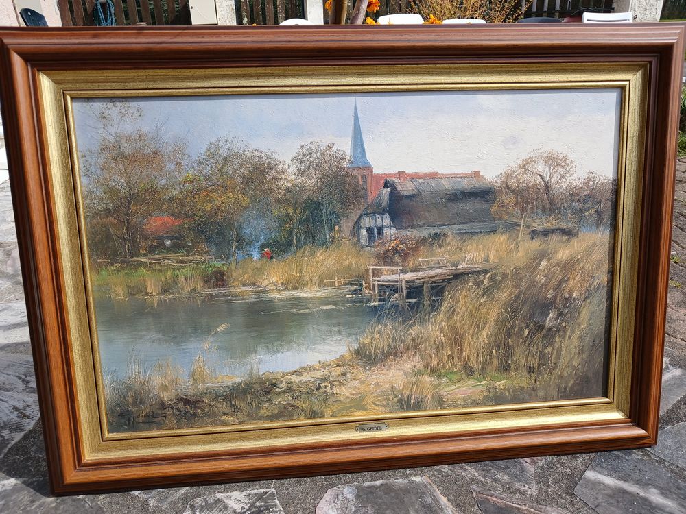 tableau ancien paysage 350 Vendeuvre-du-Poitou (86)