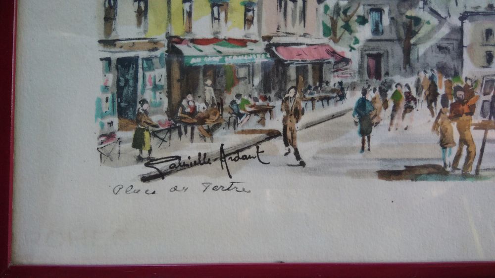 tableau aquarelle de Gabrielle Ardant Place du tertre  220 Saverdun (09)