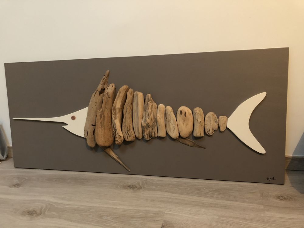 tableau artisanal bois flott� 60 Bron (69)