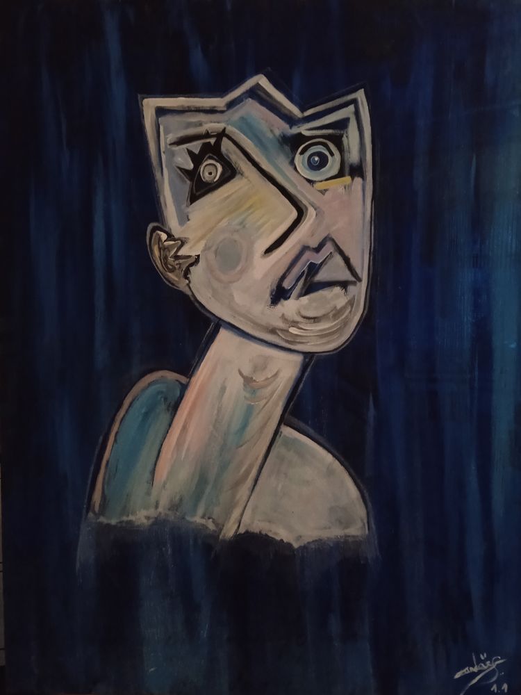 tableau d'artiste  Tourments  acrylique 120 Vis-en-Artois (62)