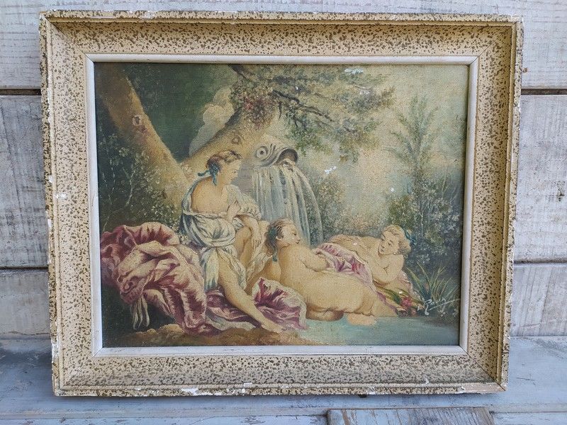 Tableau Baigneuses Dlg de Fran�ois Boucher Sign� L. Roux 70 Loches (37)