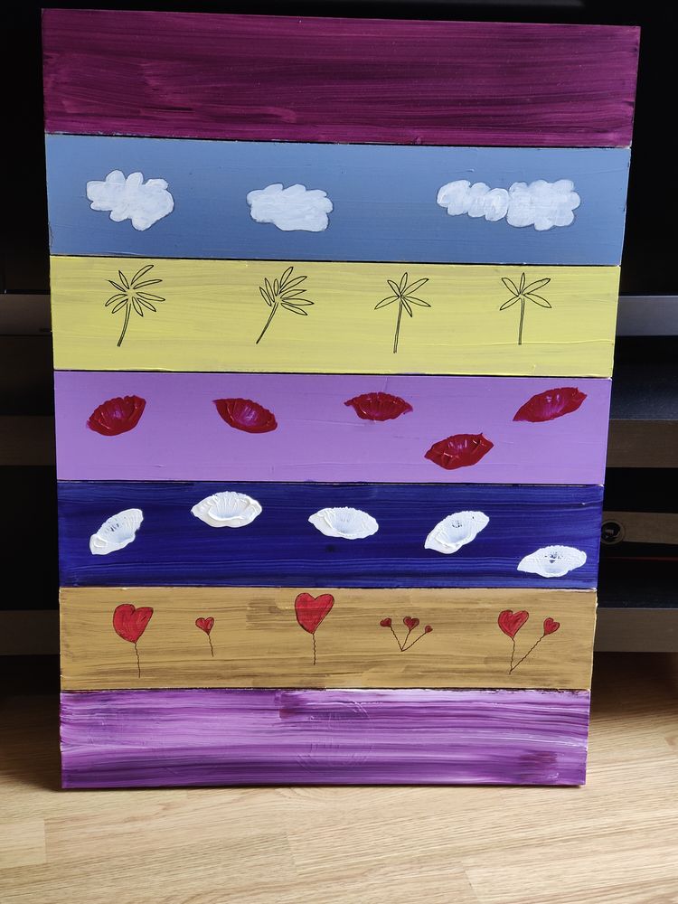 Tableau bois peinture acrylique  L�le aux r�ves  0 Rouen (76)