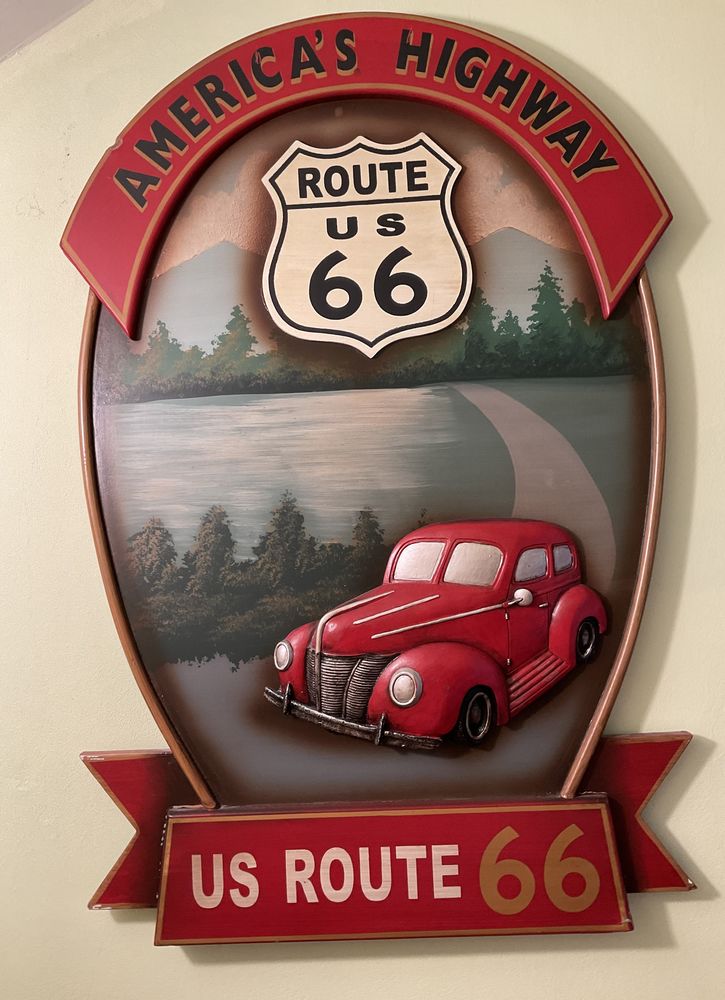 TABLEAU BOIS VINTAGE ROUTE 66 30 Amn�ville (57)