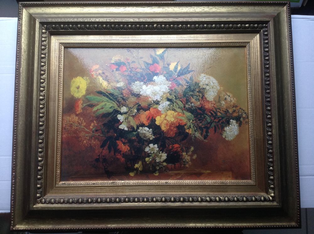 TABLEAU BOUQUET D'EUG�NE DELACROIX IMITA. D'�MAUX Envoi Poss 48 Tr�gunc (29)
