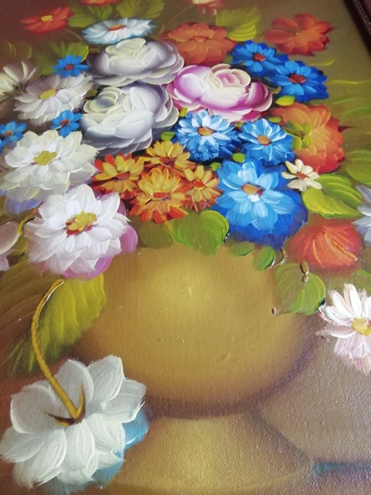 Tableau bouquet de fleurs du peintre G Mose 63 x 53 50 Saint-Quentin (02)
