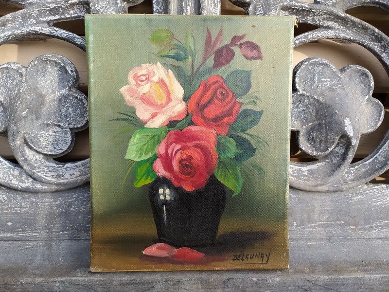 Tableau Bouquet de Roses Sign� Delaunay 35 Loches (37)