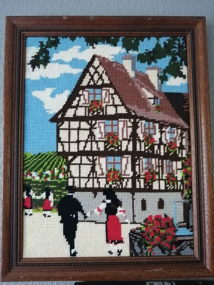 Tableau Canevas laine - Ancienne Mairie d'un village Alsacie 33 Habsheim (68)