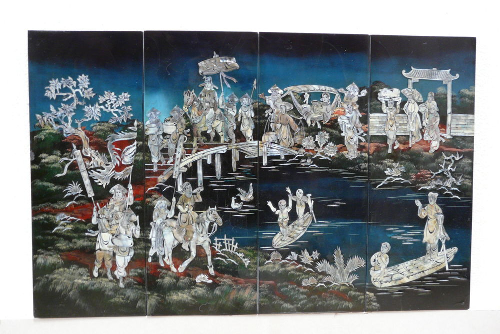 Tableau chinois en laque et nacre 50 Fontenay-le-Comte (85)