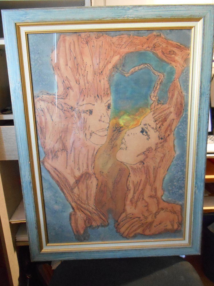 Tableau d�coratif d'artiste repr�sentant deux personnages 0 Pia (66)