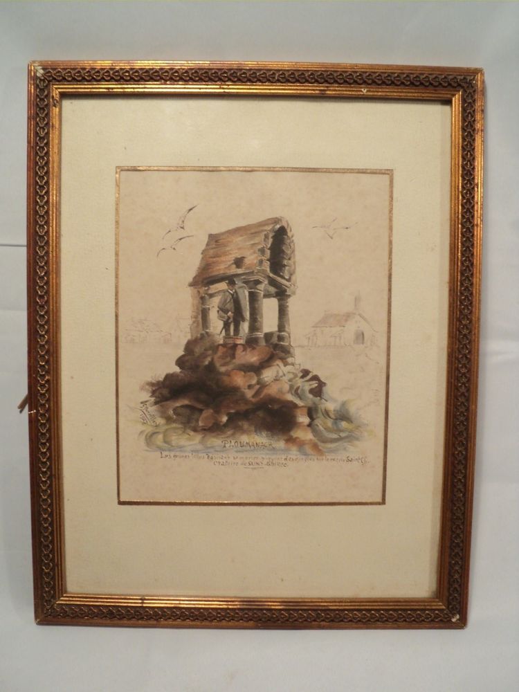 Tableau Dessin Aquarelle Ploumanach Bretagne Sign� 90 Loches (37)