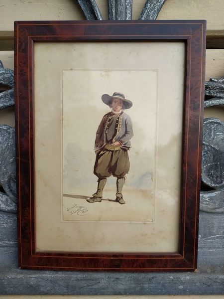 Tableau Dessin Aquarelle Jeune Chouan Bretagne 1856 1 Loches (37)