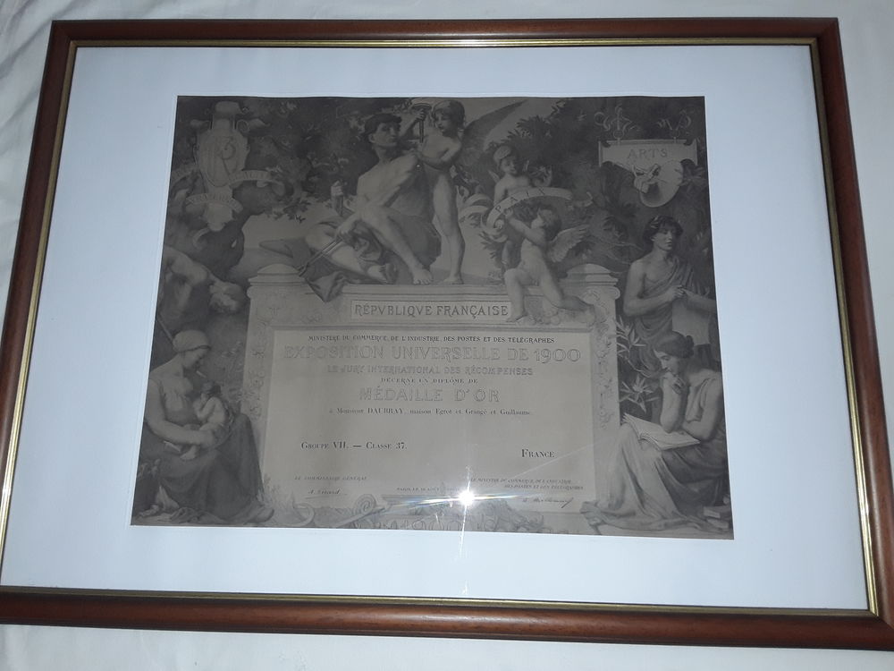 Tableau Dipl�me Exposition universelle 1900 85 Cheptainville (91)