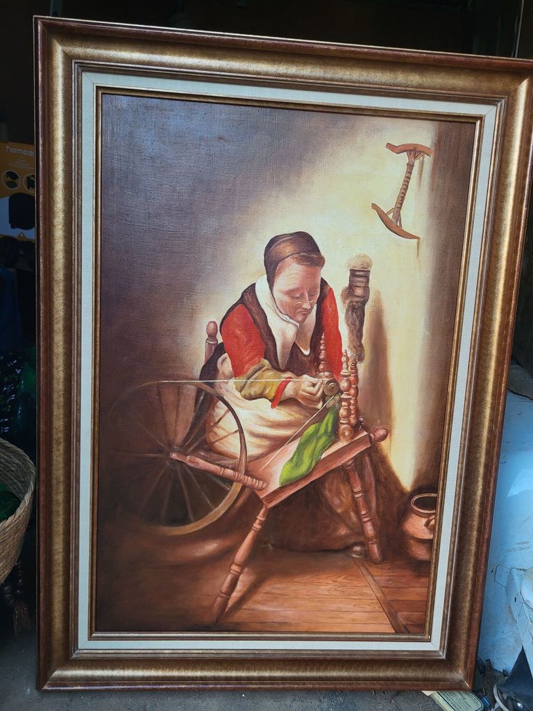 Tableau Femme au Rouet avec Cadre Dor� 20 Villars-les-Dombes (01)