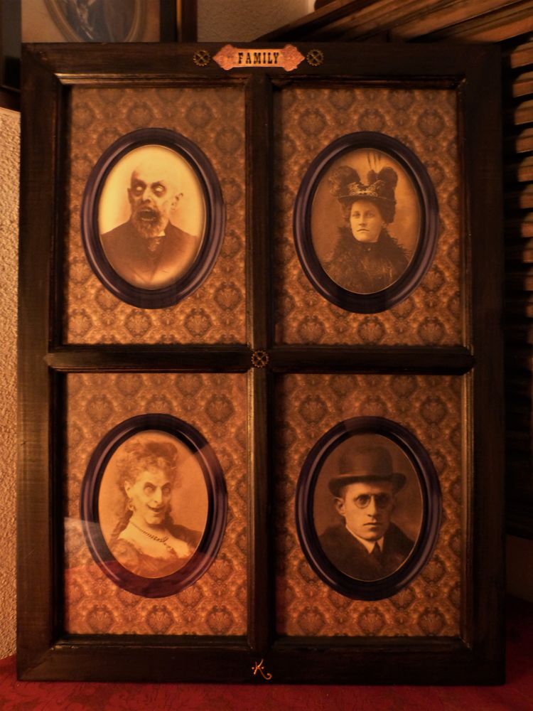 Tableau Fen�tre Bois  OLD CREEPY FAMILY  Steampunk 70 Mont-de-Marsan (40)