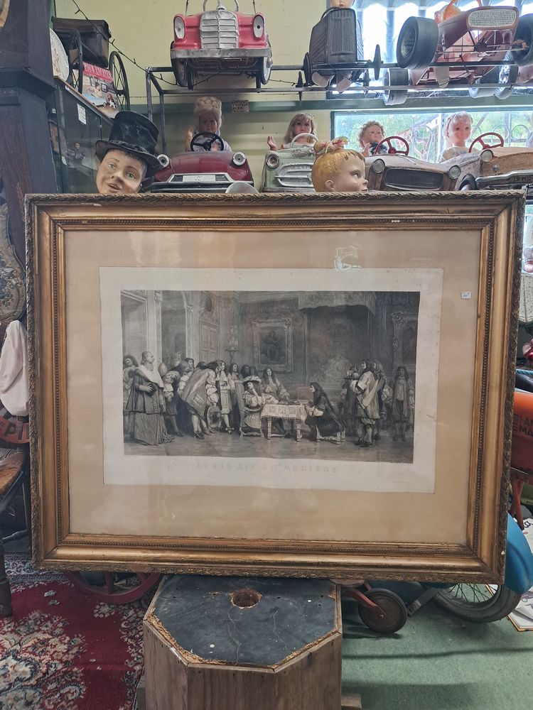 Tableau, gravure ancienne repr�sentant Louis XIV et Moli�re 199 Ch�teau-l'�v�que (24)