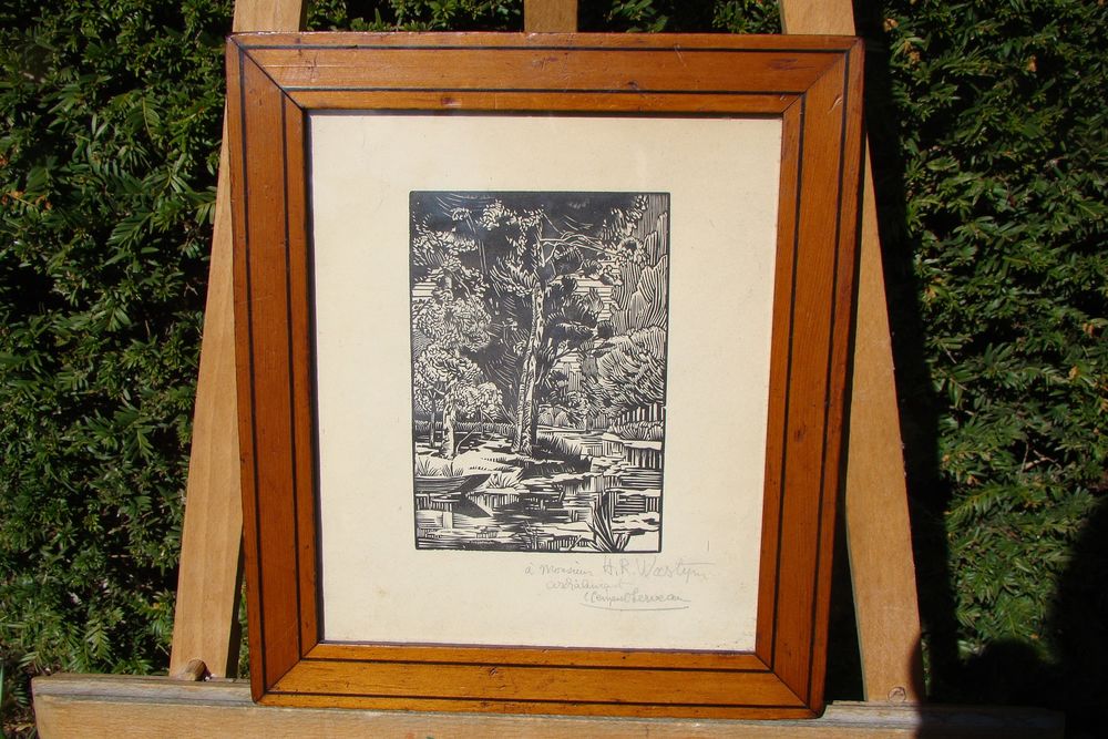 Tableau gravure originale Eau-Forte Cl�ment Serveau  1930 100 Gargenville (78)