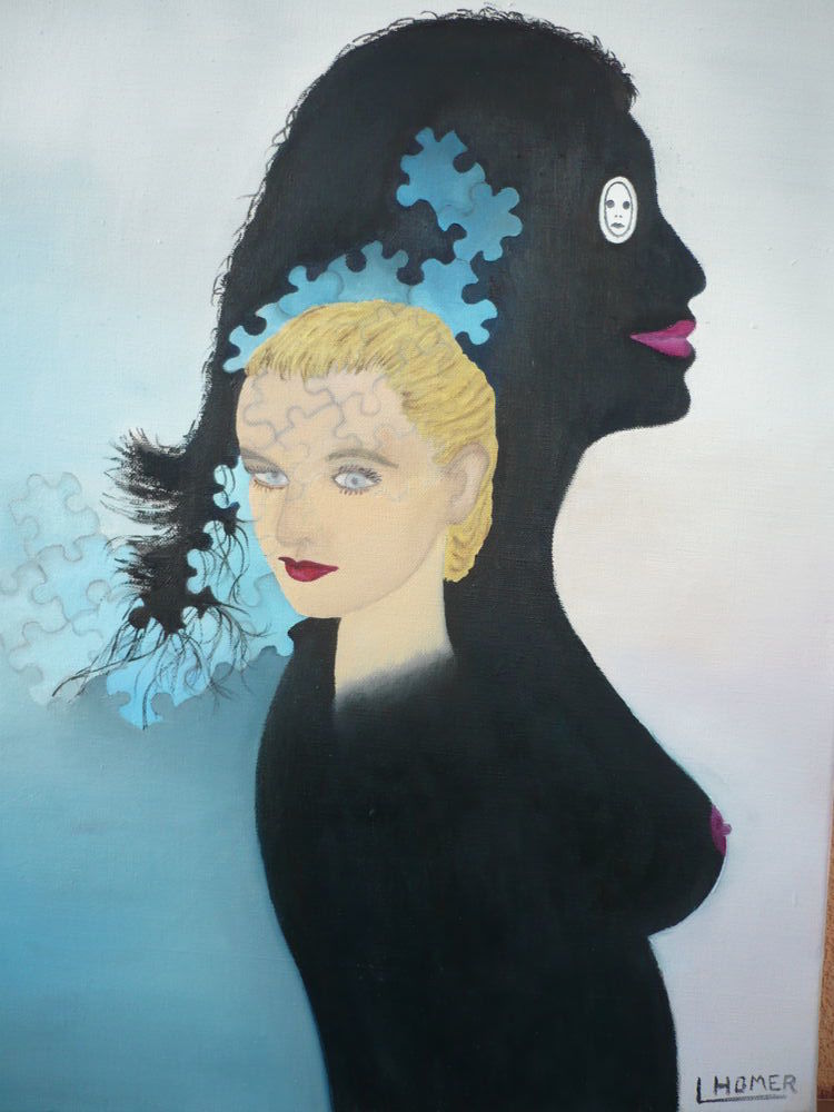 Tableau � l'huile. La femme puzzle. 290 Roquebrune-Cap-Martin (06)