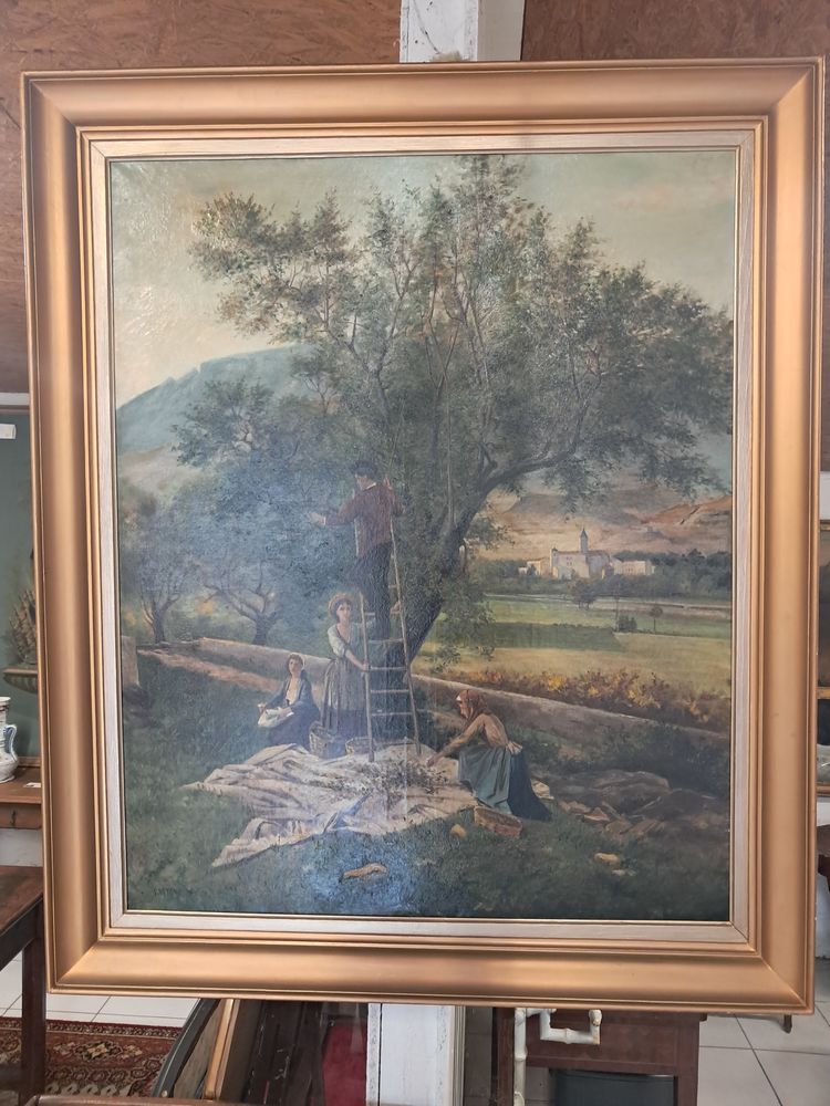 Tableau, huile sur toile ancienne 249 Ch�teau-l'�v�que (24)