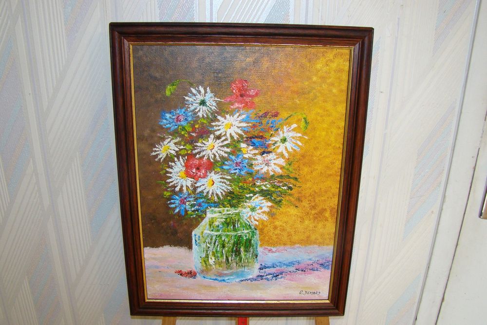 Tableau / Huile sur toile sign�e   Bouquet champ�tre   
80 Gargenville (78)