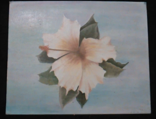 Tableau ibiscus: peinture � l'huile originale 20 Roquefort-les-Pins (06)