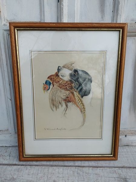 Tableau Lithographie Vincent-Anglade Chien �pagneul Setter 65 Loches (37)