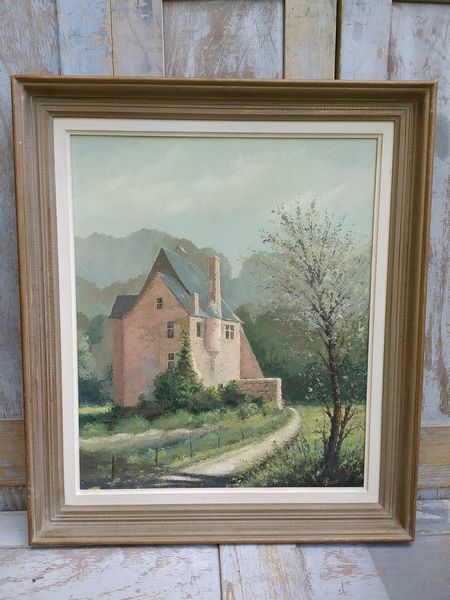 Tableau Manoir Sign� G. Fran�ois Peintre Tourangeau XXe 0 Loches (37)
