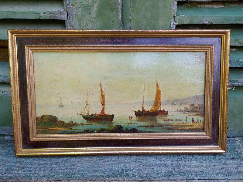  Tableau Marine Huile sur Panneau Paysage Marin Anim�e 230 Loches (37)