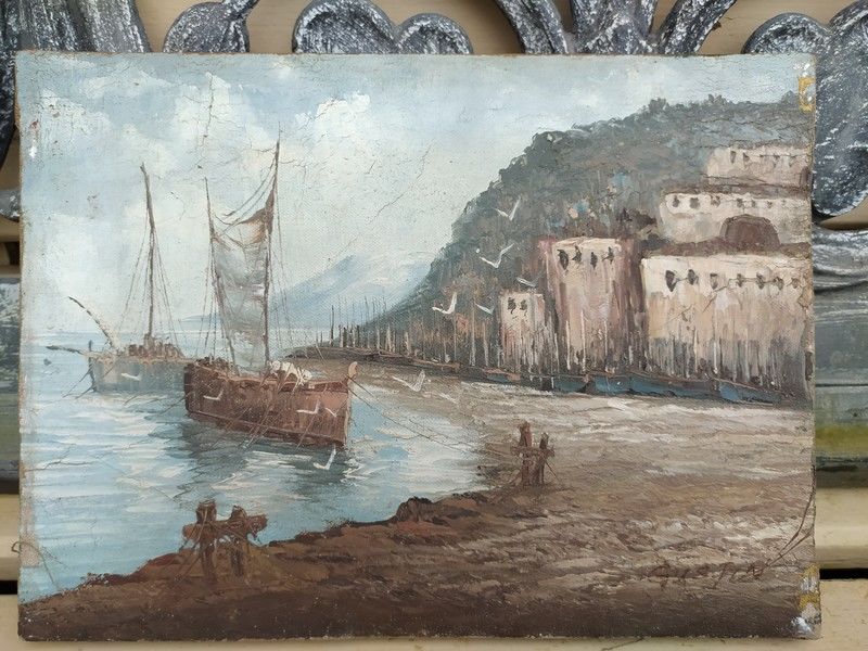 Tableau Marine Paysage Marin Bateaux Voiliers Sign�e Gustin 50 Loches (37)