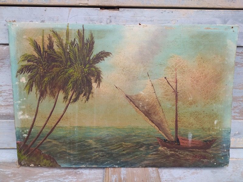 Tableau Marine Peintre Frederik Kasenda Indon�sie ca1930 600 Loches (37)