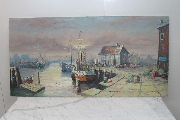 Tableau marine , peinture � l'huile, sign�e BONEN 260 Castres (81)
