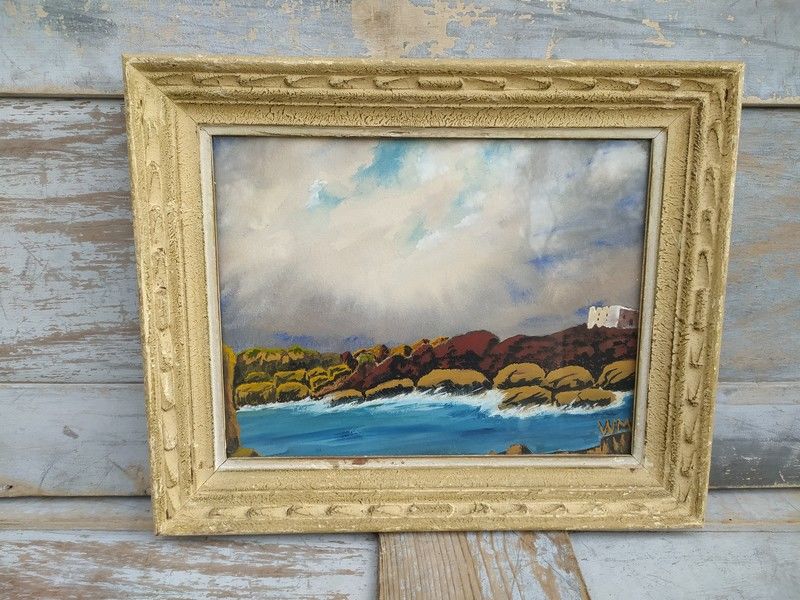 Tableau Marine Penmarch Rocher des Naufrag�s Sign� WM 120 Loches (37)