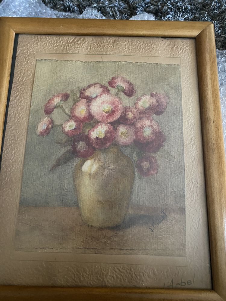 Tableau millet vase et fleurs sur papier. Estim�e 250 euros 220 Ollioules (83)