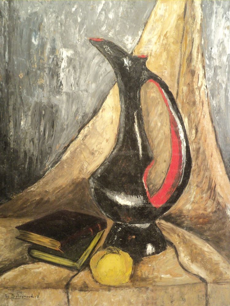 Tableau Nature Morte C�ramique Sign�e Vers 1950 35 Loches (37)