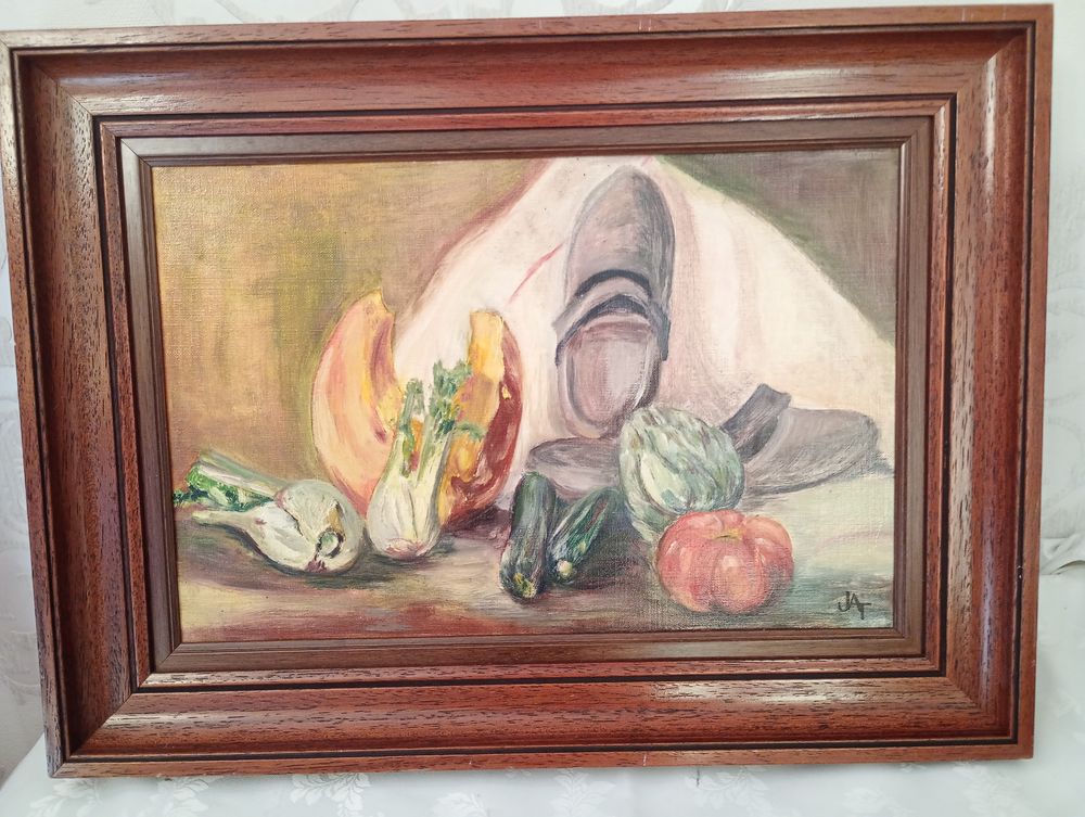 tableau nature morte, fruits et sabot, encadr�e. 45 Mitry-Mory (77)