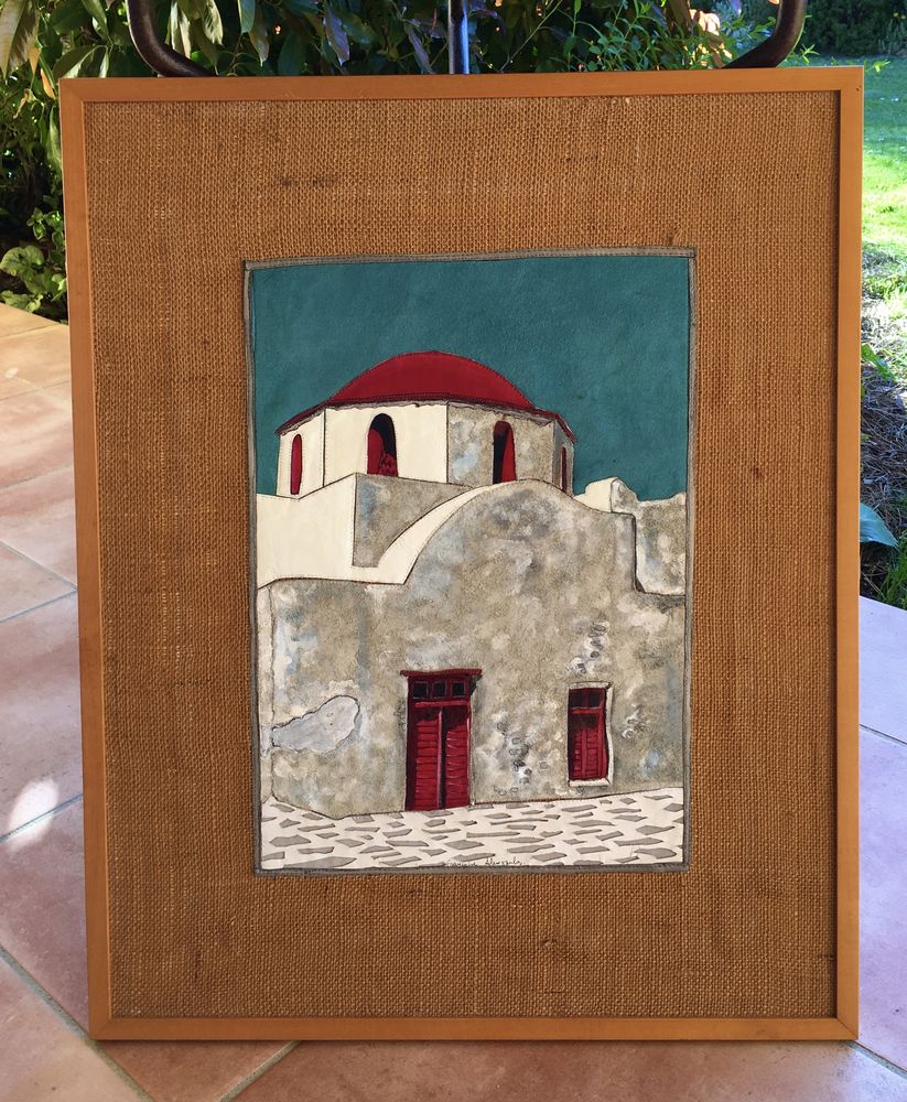 Tableau: Oeuvre grecque unique sign�e, patchwork de cuirs 120 Merville (31)