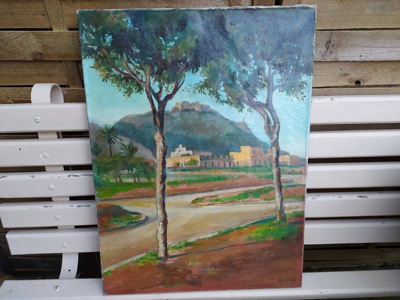 Tableau Orientaliste Le Santa Cruz � Oran Alg�rie Sign� 1 Loches (37)