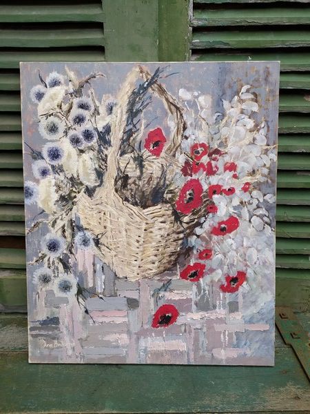 Tableau Panier Fleurs Coquelicots Provence Sign� 250 Loches (37)