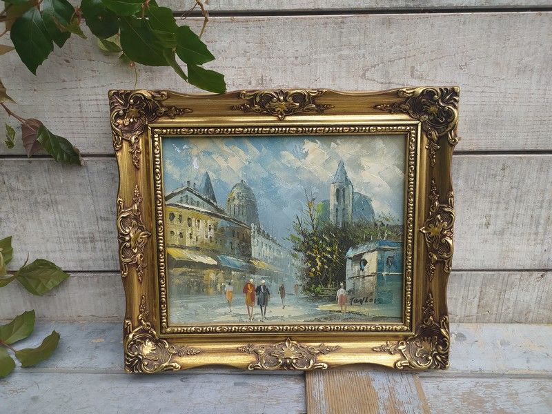 Tableau Vue de Paris Sign� Taylor Cadre Dor� 60 Loches (37)
