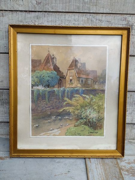 Tableau Paysage Alsace Kaysersberg Sign� Emile Obrecht 
140 Loches (37)