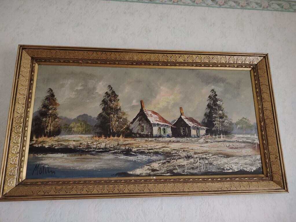 Tableau Paysage Avec Cadre Dor� 60 Gannat (03)