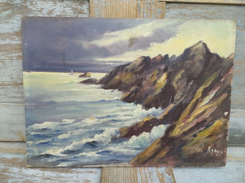 Tableau Paysage de Bretagne Marine Sign� R�my 80 Loches (37)