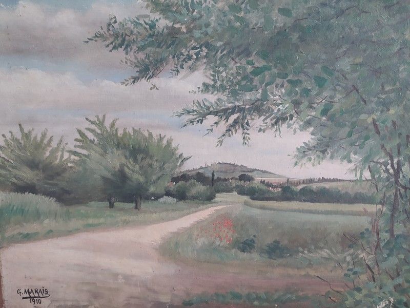 Tableau Paysage Campagne Printemps �t� Sign� G. Marais 70 Loches (37)