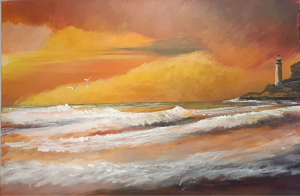 Tableau paysage Coucher de soleil sur un phare  Breton 0 Draguignan (83)